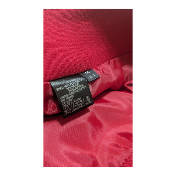 Tahari Wool Pencil Mini Skirt Size 14 Crimson Red Preppy Career Business - Picture 5 of 9